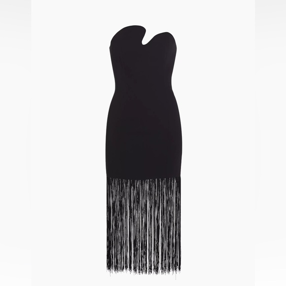 Puzzle Fringe-Trimmed Strapless Midi-Dress Size L - Picture 2 of 6